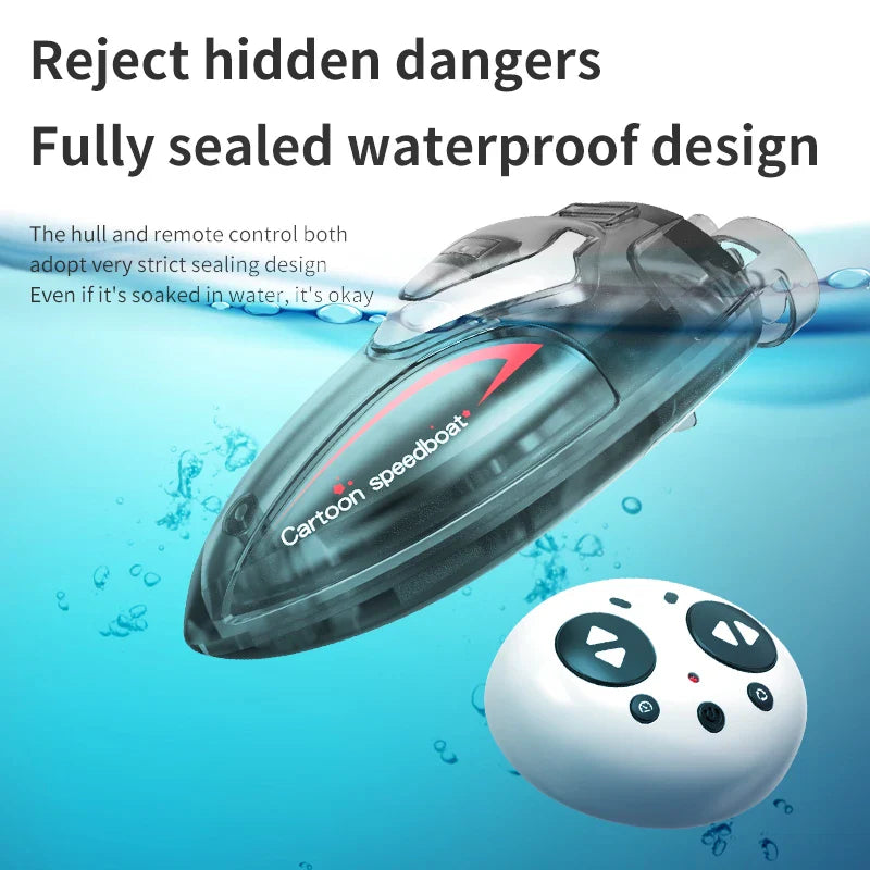 NNEOBA Mini RC Speedboat LED Remote Control Boat for Pool Fun