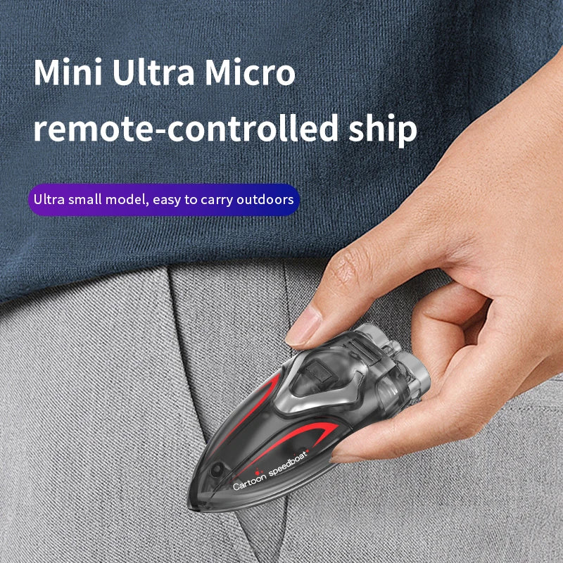 NNEOBA Mini RC Speedboat LED Remote Control Boat for Pool Fun